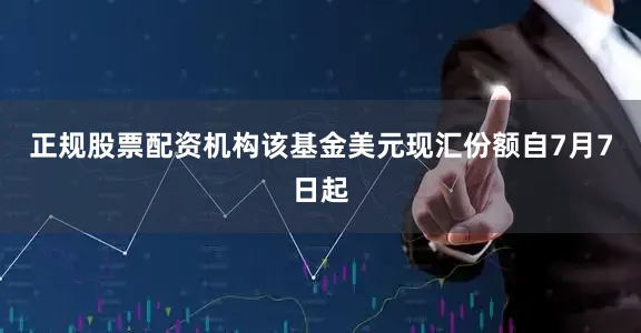 正规股票配资机构该基金美元现汇份额自7月7日起